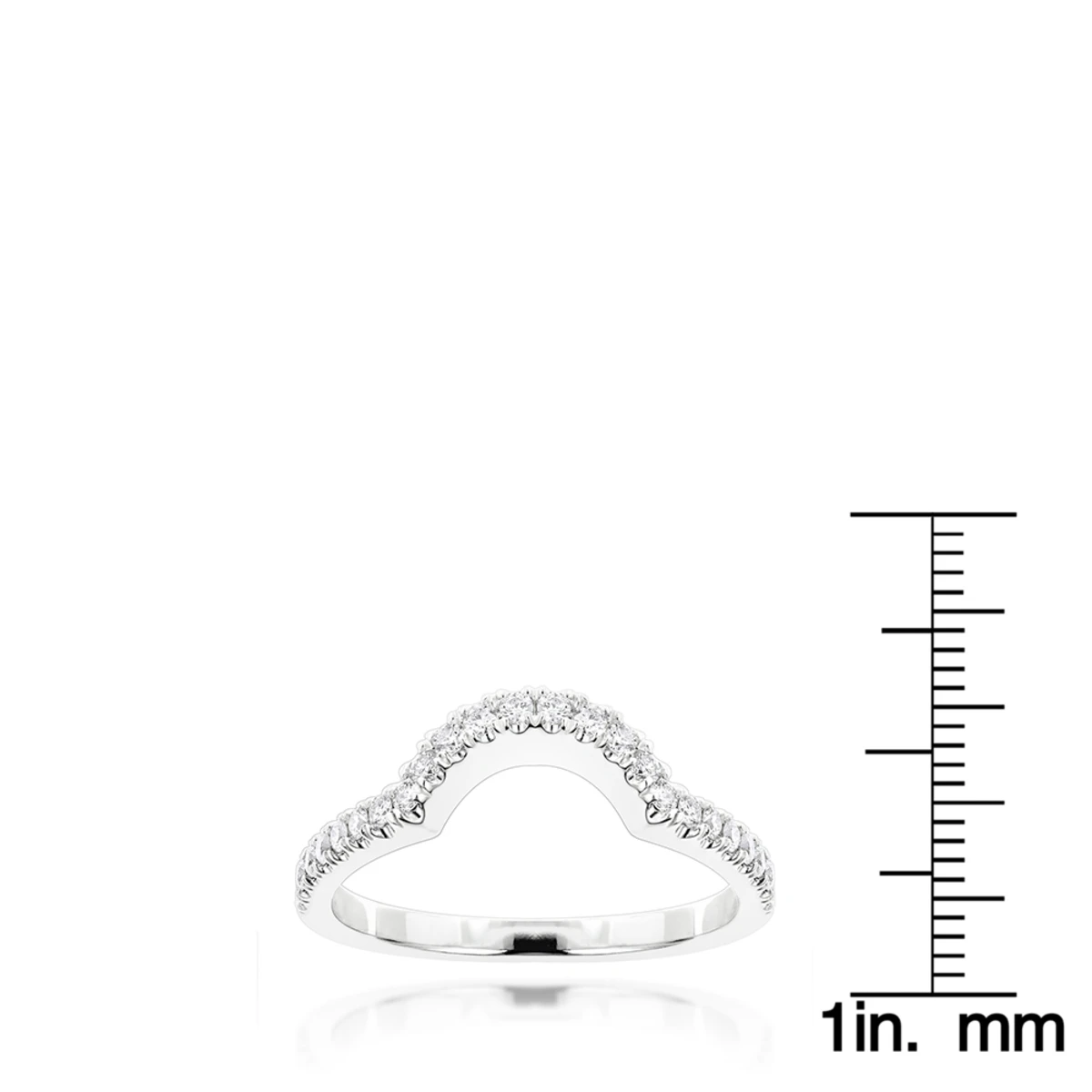 Ladies Curved Diamond Wedding Band 14K White Gold 0.6ct 6 Ladies Curved Diamond Wedding Band 14K White Gold 0.6ct - Image 6