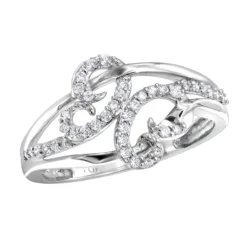 Ladies Designer Diamond Ring 0.26ct 10K White Gold