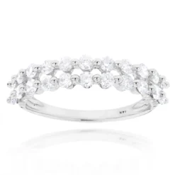 Thin Ladies Designer Diamond Wedding Band 1ct 14K White Gold