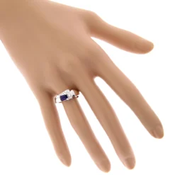 Ladies Diamond And Sapphire Ring 14K White Gold 0.13ctd 0.50cts -The King Of Accessories ladies diamond and sapphire ring 14k 013ctd 050cts p 29671 bodwh