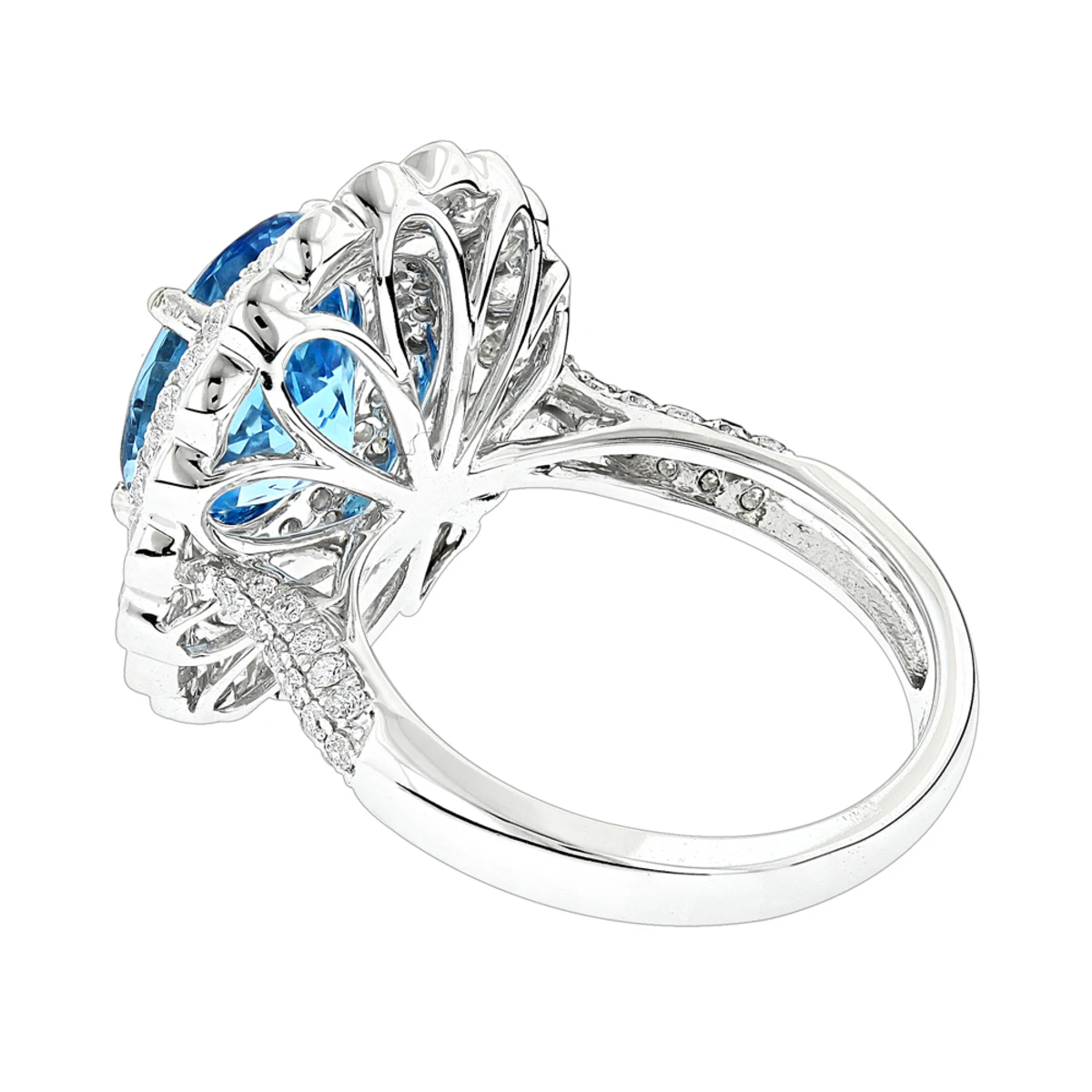 Blue Topaz Engagement Cocktail Ring 2.2ct 14K White Gold 4 Blue Topaz Engagement Cocktail Ring 2.2ct 14K White Gold - Image 4