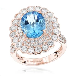 Blue Topaz Engagement Cocktail Ring 2.2ct 14K White Gold 8 Blue Topaz Engagement Cocktail Ring 2.2ct 14K White Gold -The King Of Accessories ladies diamond cocktail rings blue topaz engagement ring 22ct 14k gold ro