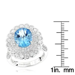 Blue Topaz Engagement Cocktail Ring 2.2ct 14K White Gold 11 Blue Topaz Engagement Cocktail Ring 2.2ct 14K White Gold -The King Of Accessories ladies diamond cocktail rings blue topaz engagement ring 22ct 14k gold rulerwh