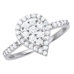 Ladies 14K White Gold Cluster Diamond Ring 0.62ct