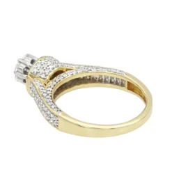 Affordable Cluster Diamond Engagement Ring For Women W Halo 0.9ct 14K Yellow Gold -The King Of Accessories ladies diamond rings 14k cluster diamond ring 105ct p 6796 backye