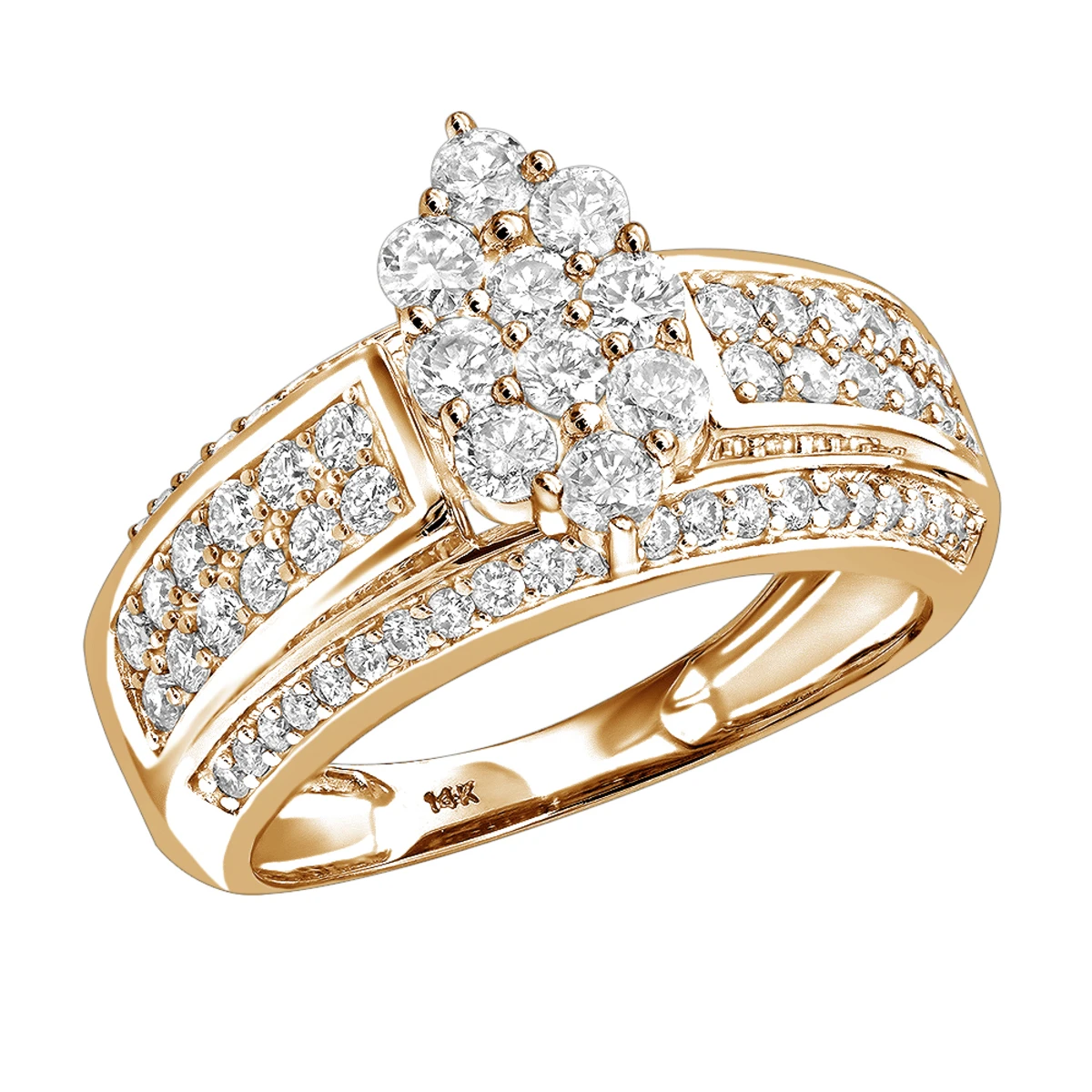 Ladies 14K White Gold Cluster Diamond Ring 1.55ct 3 Ladies 14K White Gold Cluster Diamond Ring 1.55ct - Image 3