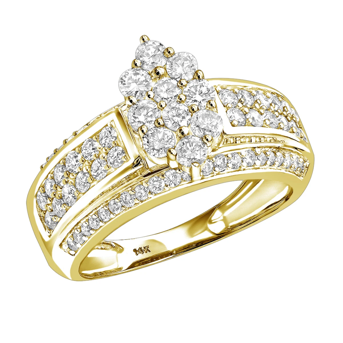 Ladies 14K White Gold Cluster Diamond Ring 1.55ct 2 Ladies 14K White Gold Cluster Diamond Ring 1.55ct - Image 2