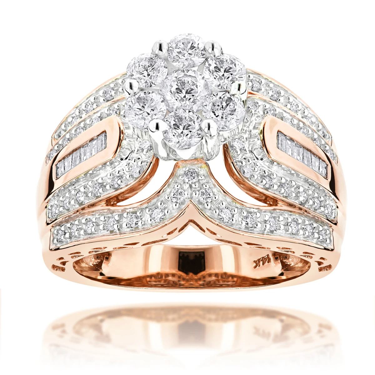 Ladies 14K Yellow Gold Cluster Diamond Ring 1.83ct 3 Ladies 14K Yellow Gold Cluster Diamond Ring 1.83ct - Image 3