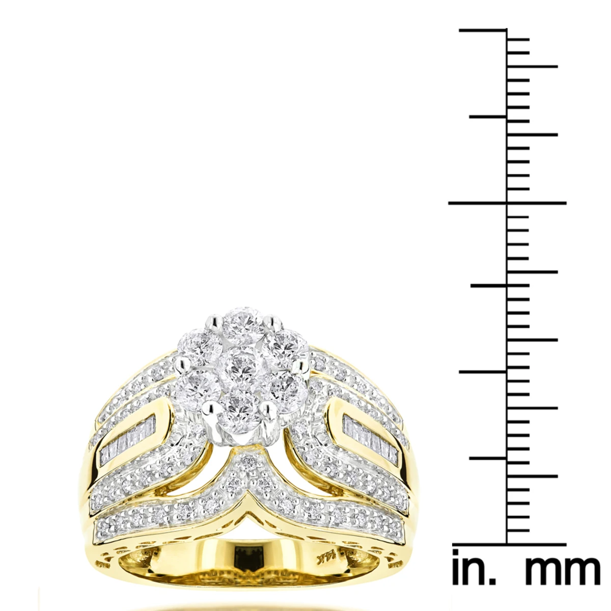 Ladies 14K Yellow Gold Cluster Diamond Ring 1.83ct 6 Ladies 14K Yellow Gold Cluster Diamond Ring 1.83ct - Image 6