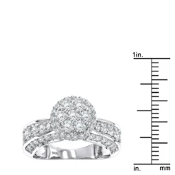 14K White Gold Cluster Diamond Ring 1.6ct For Ladies -The King Of Accessories ladies diamond rings 14k cluster diamond ring 193ct p 6777 rulerwh
