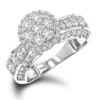 14K White Gold Cluster Diamond Ring 1.6ct For Ladies