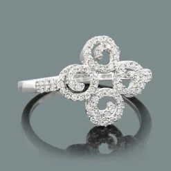 Ladies Diamond Swirl Ring 0.29ct 14K White Gold