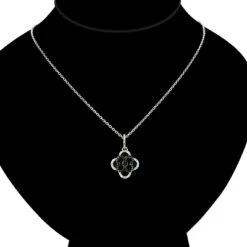 Ladies Flower Pendant With Black And White Diamonds 0.28ct 14K White Gold 7 Ladies Flower Pendant With Black And White Diamonds 0.28ct 14K White Gold -The King Of Accessories ladies flower pendant with black and white diamonds 028ct 14k gold 4