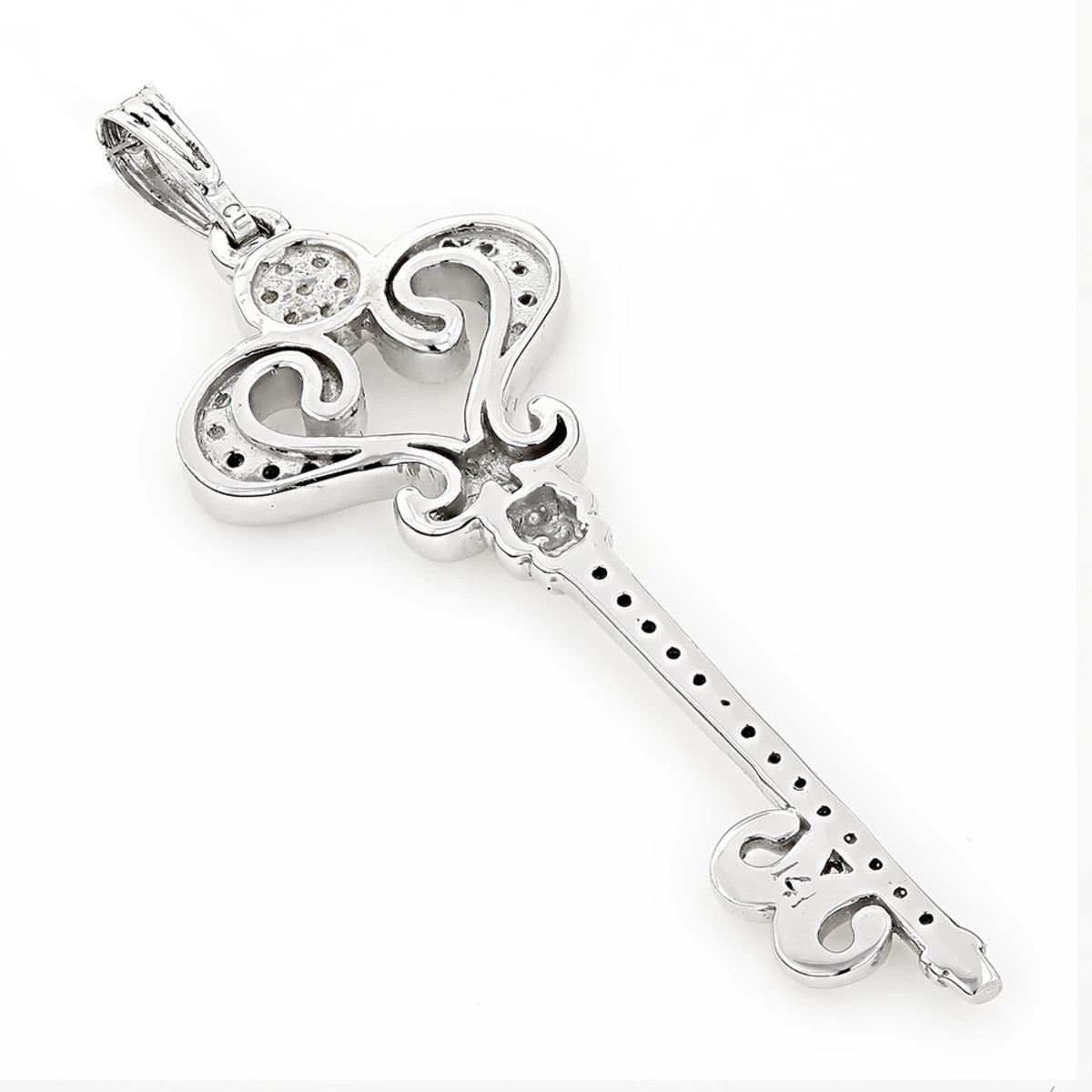 Ladies Pendants 14K White Gold Diamond Key Necklace Pendant 0.70ct 4 Ladies Pendants 14K White Gold Diamond Key Necklace Pendant 0.70ct - Image 4