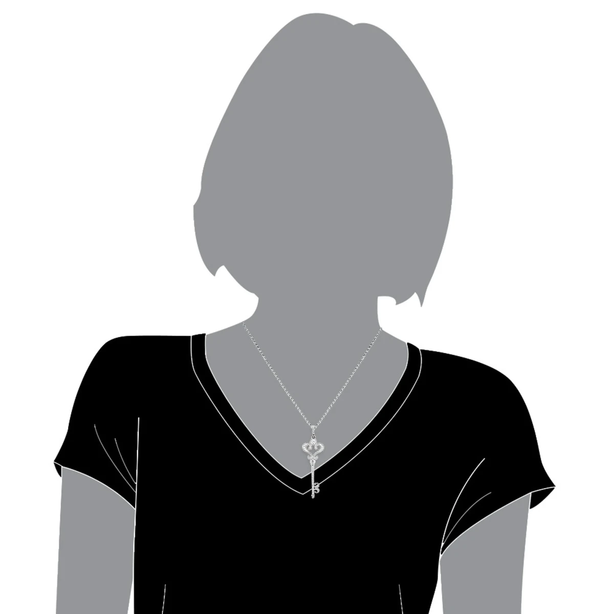 Ladies Pendants 14K White Gold Diamond Key Necklace Pendant 0.70ct 5 Ladies Pendants 14K White Gold Diamond Key Necklace Pendant 0.70ct - Image 5