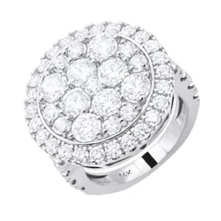 Large 5 Carat Diamond Ring For Women 14K White Gold