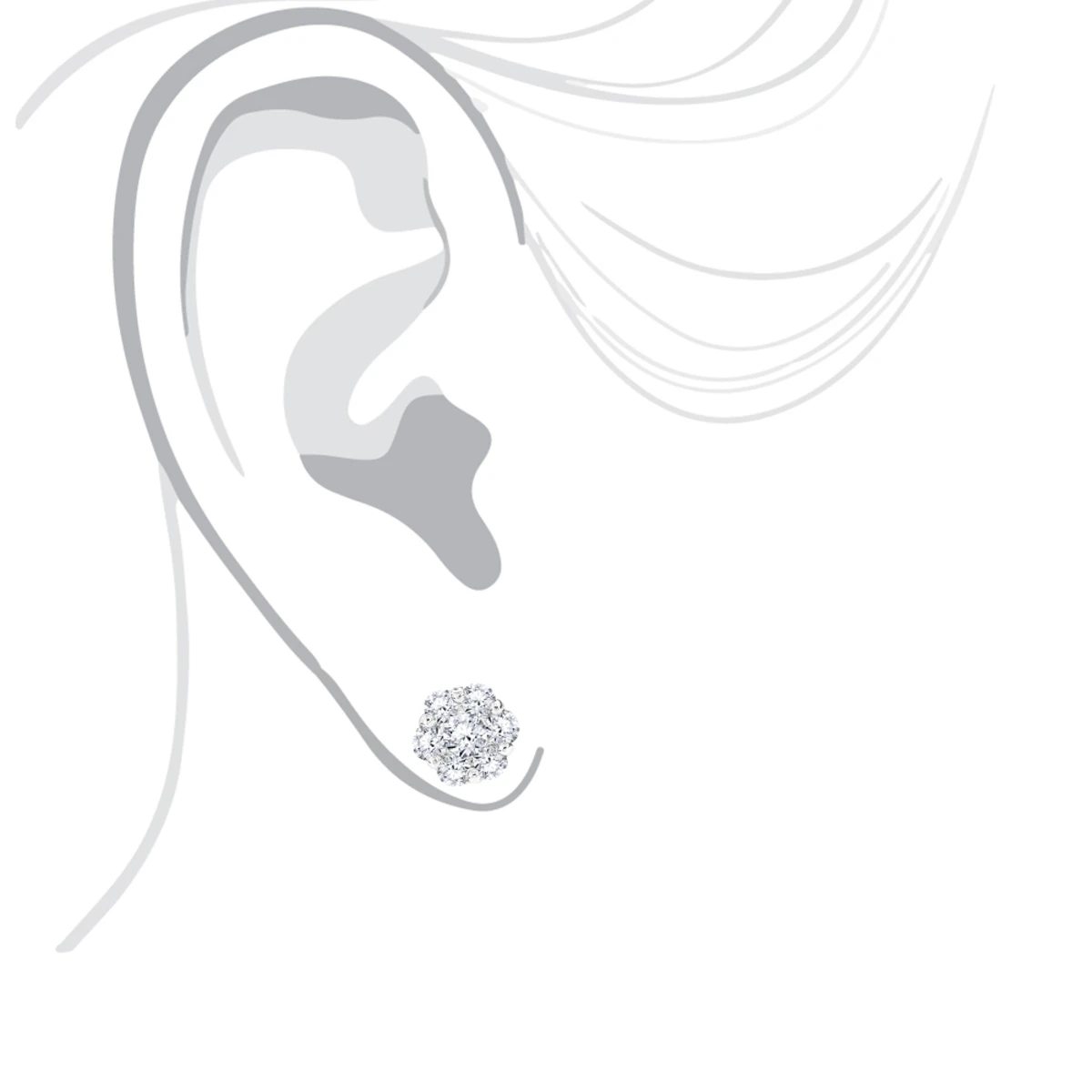 6 Carat Look Large Diamond Cluster Earrings 14K White Gold Studs 2 Carats 6 6 Carat Look Large Diamond Cluster Earrings 14K White Gold Studs 2 Carats - Image 6