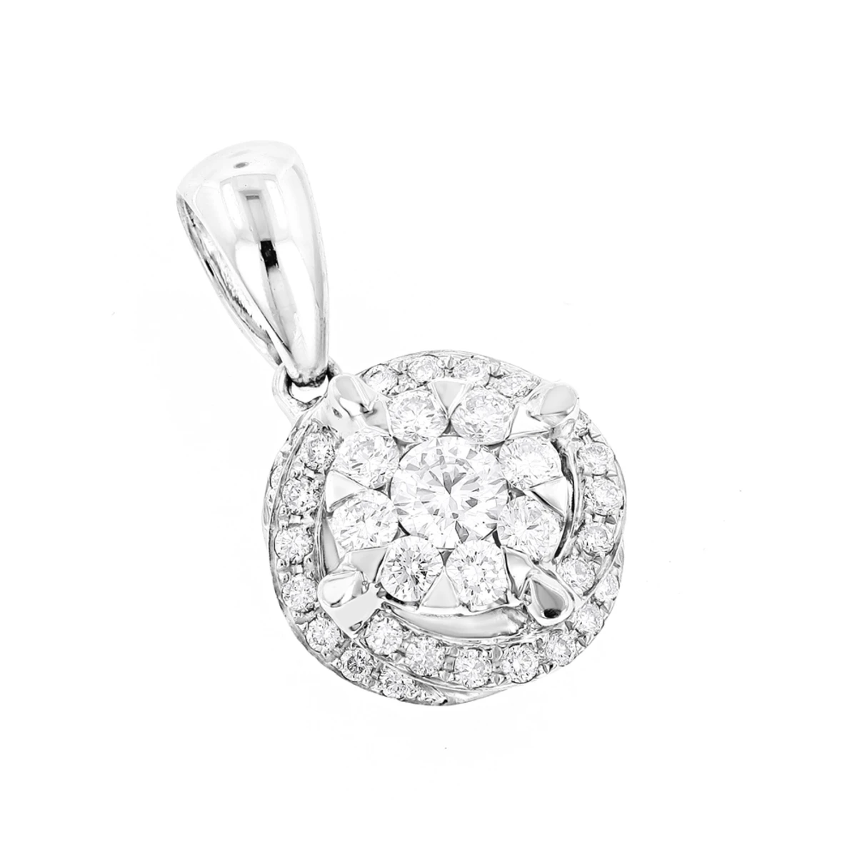 Luccello Designer Diamond Circle Pendant 0.42ct 18K White Gold 1 Luccello Designer Diamond Circle Pendant 0.42ct 18K White Gold