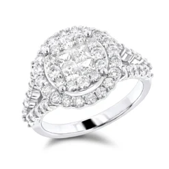 Luxurman 14K White Gold Diamond Engagement Ring 2ct Princess Cut Round Diamonds