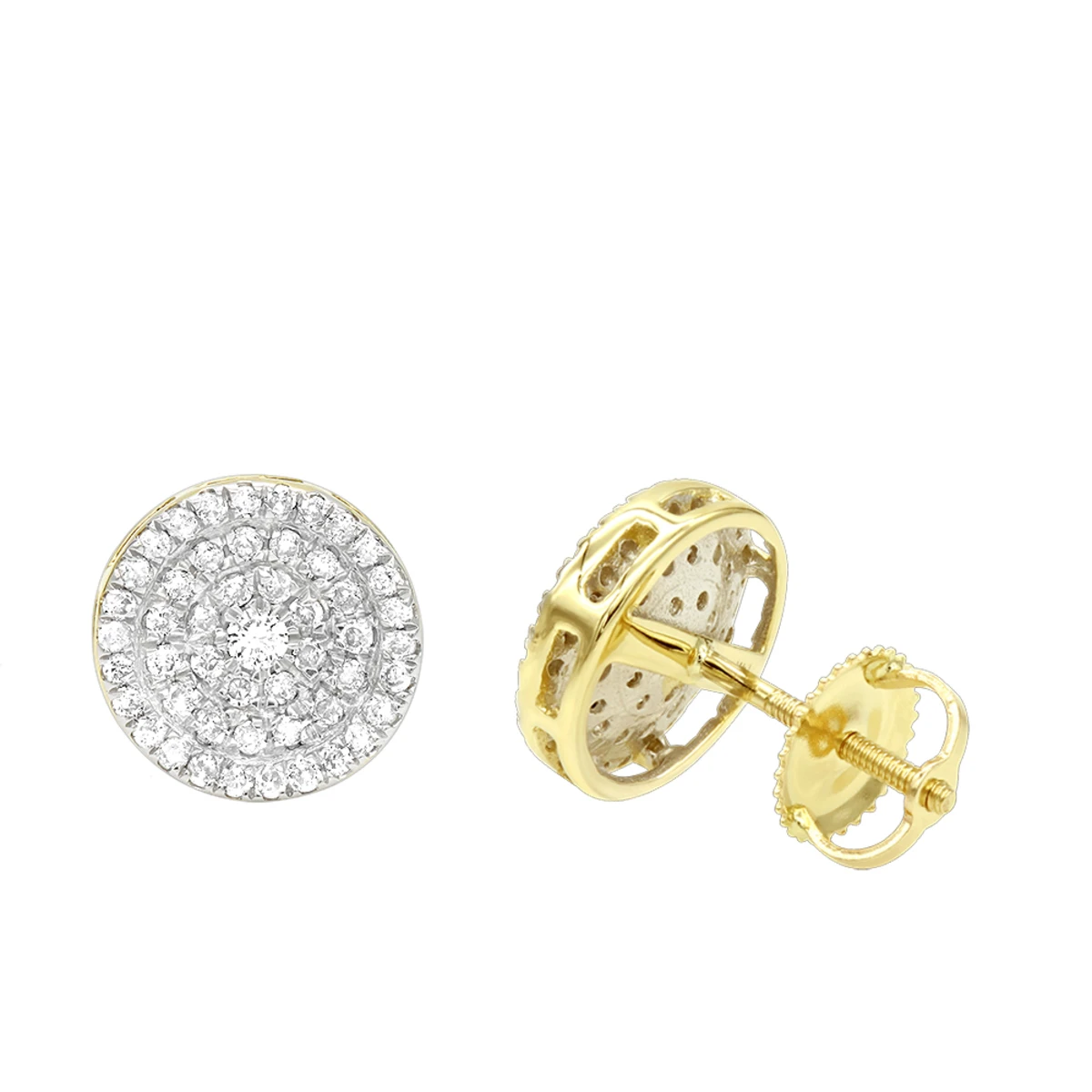 Luxurman 14K Yellow Gold Pave Round Diamond Cluster Earrings Studs 1/2 Carat 1 Luxurman 14K Yellow Gold Pave Round Diamond Cluster Earrings Studs 1/2 Carat