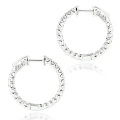 Luxurman 14K White Gold Two Carat Inside Out Diamond Hoop Earrings For Women -The King Of Accessories luxurman 14k gold two carat inside out diamond hoop earrings for women backwh