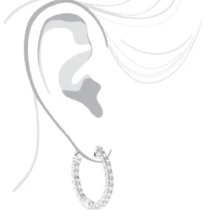 Luxurman 14K White Gold Two Carat Inside Out Diamond Hoop Earrings For Women -The King Of Accessories luxurman 14k gold two carat inside out diamond hoop earrings for women bodwh