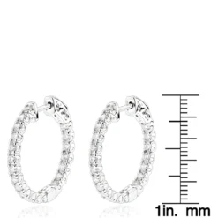 Luxurman 14K White Gold Two Carat Inside Out Diamond Hoop Earrings For Women -The King Of Accessories luxurman 14k gold two carat inside out diamond hoop earrings for women rulerwh