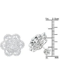 LUXURMAN 14K White Gold Unique Flower Ladies Diamond Cluster Stud Earrings 2.2ct -The King Of Accessories luxurman 14k gold unique flower ladies diamond cluster stud earrings 22ct rulerwh