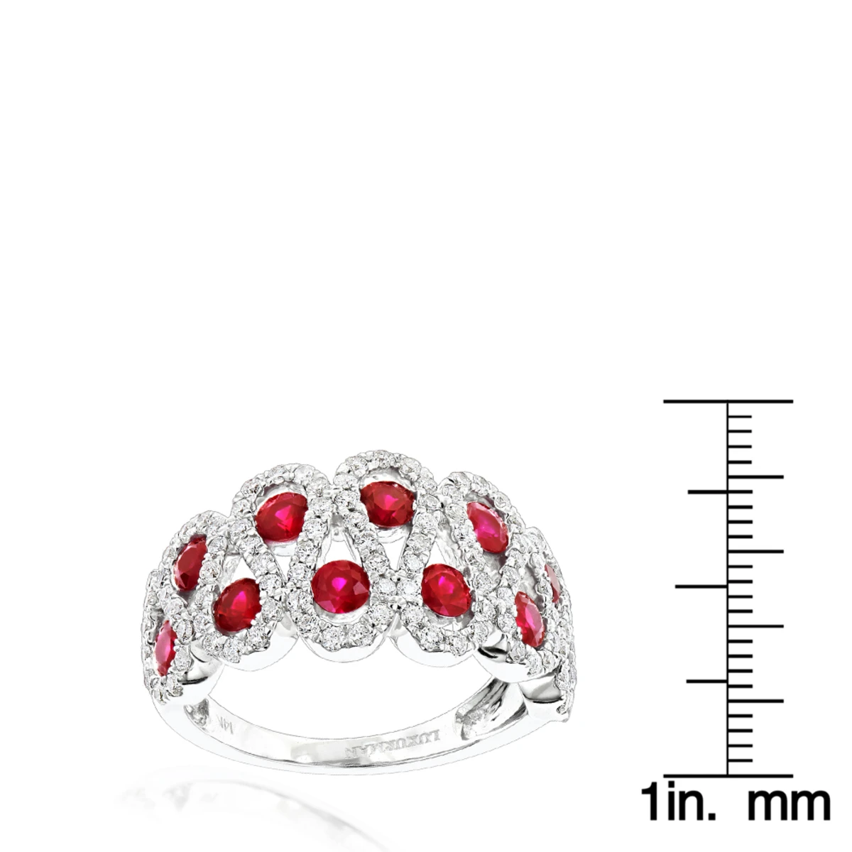 Luxurman Diamonds And Ruby Ladies Cocktail Ring 14K White Gold 1ct 6 Luxurman Diamonds And Ruby Ladies Cocktail Ring 14K White Gold 1ct - Image 6
