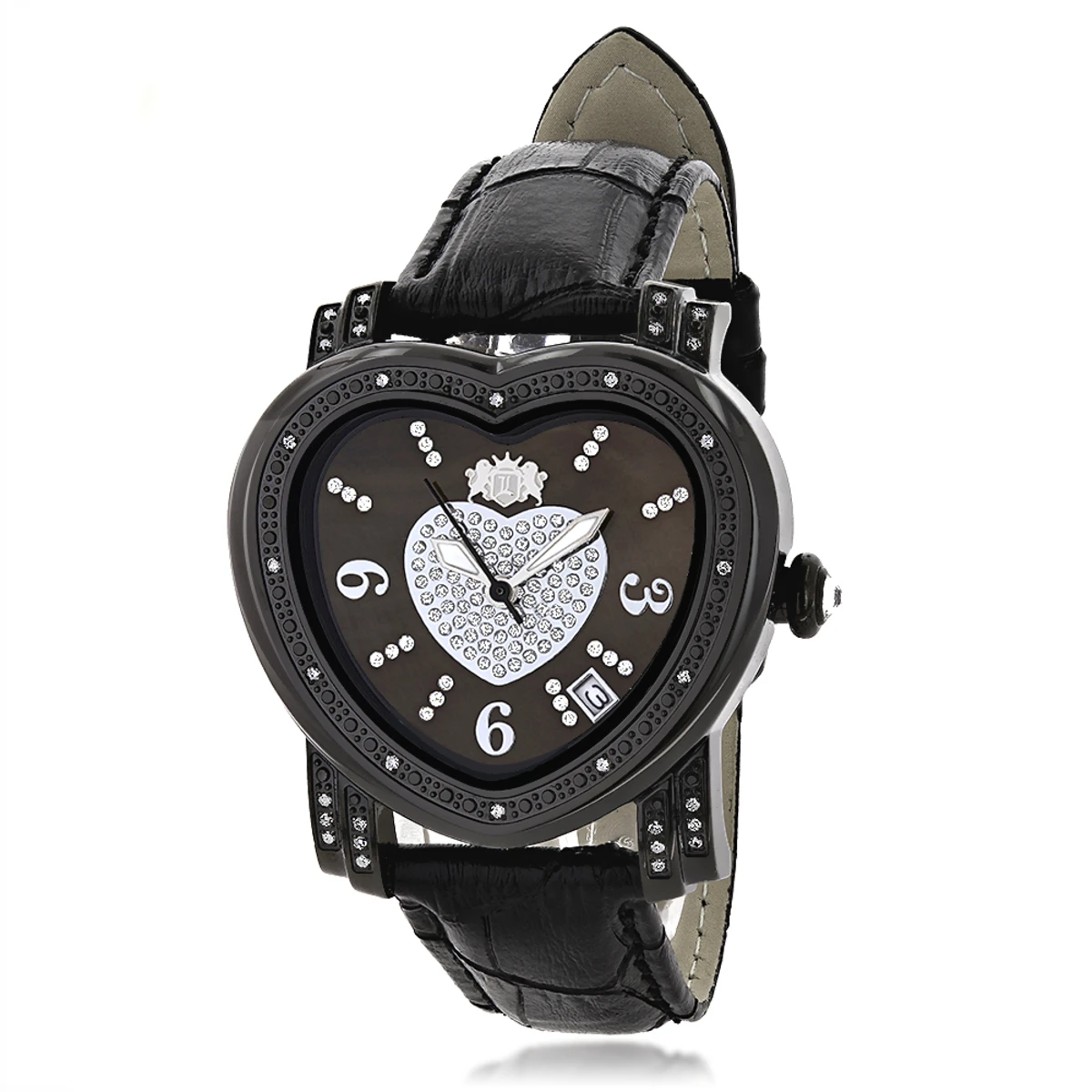 Luxurman Ladies Diamond Heart Watch 0.25ct Black MOP 1 Luxurman Ladies Diamond Heart Watch 0.25ct Black MOP