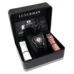 Luxurman Ladies Diamond Heart Watch 0.25ct Black MOP 7 Luxurman Ladies Diamond Heart Watch 0.25ct Black MOP -The King Of Accessories luxurman ladies diamond heart watch 025 ct p 44046box