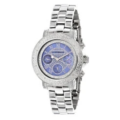 Luxurman Ladies Diamond Watch 0.30ct Blue MOP