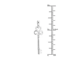 Luxurman Love Quotes: Sterling Silver Heart Shape Diamond Key Necklace -The King Of Accessories luxurman love quotes sterling silver heart shape diamond key necklace ruler