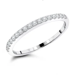 Luxurman Stackable 14K White Gold Thin Diamond Wedding Band For Women 0.25c