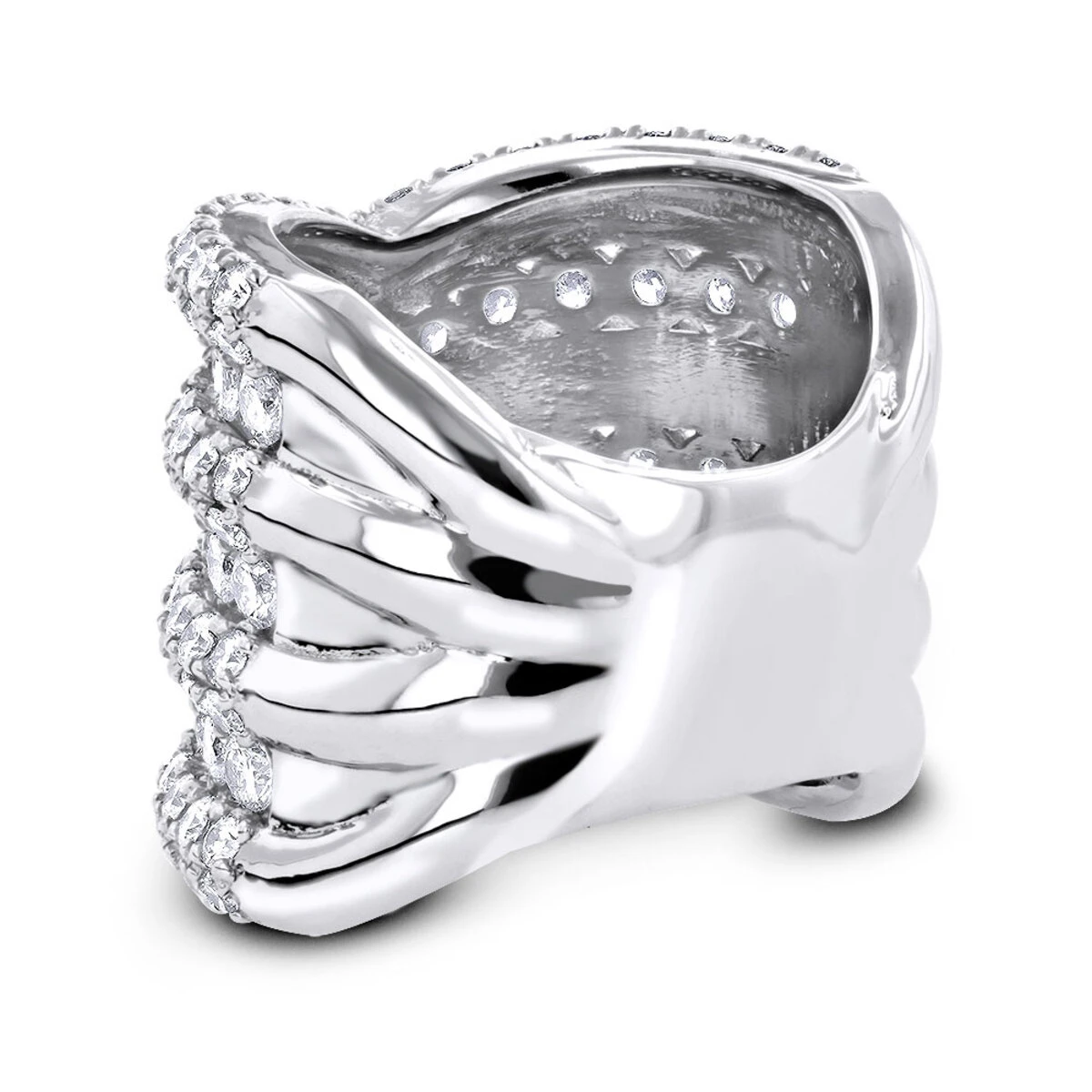 Luxurman Statement Platinum Ladies Diamond Cocktail Ring 4ct G/VS 2 Luxurman Statement Platinum Ladies Diamond Cocktail Ring 4ct G/VS - Image 2