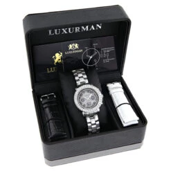 Luxurman Ladies Diamond Watch 3ct Black -The King Of Accessories luxurman watches ladies diamond watch 3ct black p 43231box