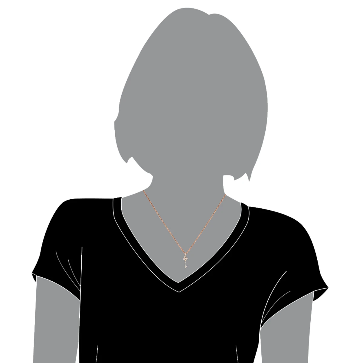 Luxurman Women's Diamond Diamond Key Pendant 18K Rose Gold 0.85ct 5 Luxurman Women's Diamond Diamond Key Pendant 18K Rose Gold 0.85ct - Image 5