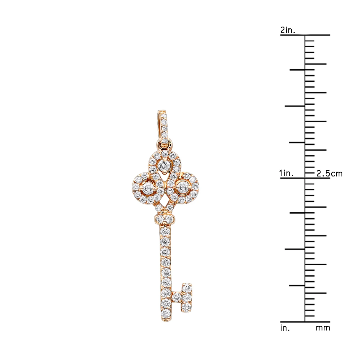 Luxurman Women's Diamond Diamond Key Pendant 18K Rose Gold 0.85ct 6 Luxurman Women's Diamond Diamond Key Pendant 18K Rose Gold 0.85ct - Image 6