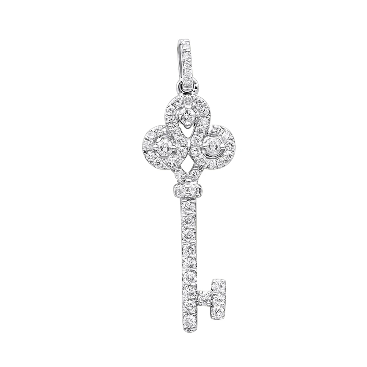 Luxurman Women's Diamond Diamond Key Pendant 18K Rose Gold 0.85ct 2 Luxurman Women's Diamond Diamond Key Pendant 18K Rose Gold 0.85ct - Image 2