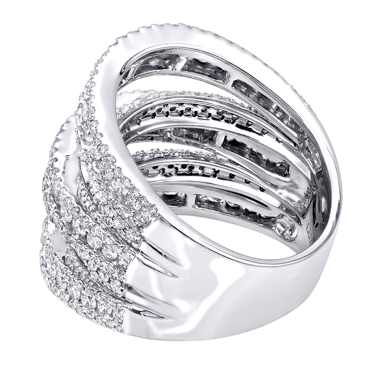 Luxurman Women's Oversized Fashion Cocktail Ring With Diamonds 3.75 14K White Gold 4 Luxurman Women's Oversized Fashion Cocktail Ring With Diamonds 3.75 14K White Gold - Image 4