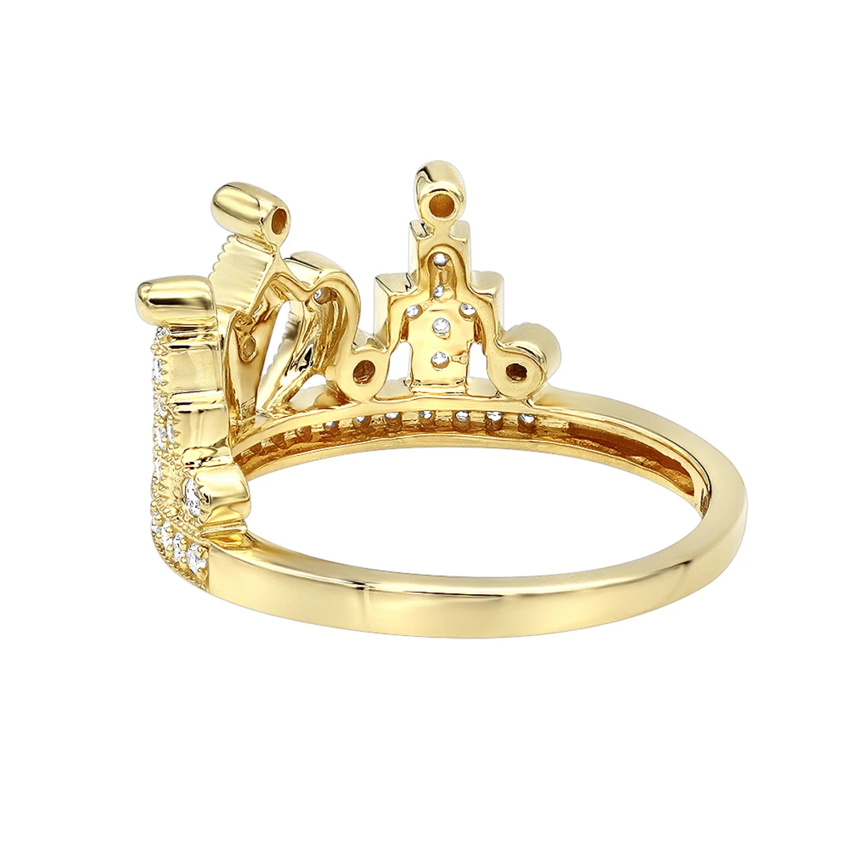 Luxurman Women's 14K Yellow Gold Queen Crown Ring With Diamonds 0.35ct 4 Luxurman Women's 14K Yellow Gold Queen Crown Ring With Diamonds 0.35ct - Image 4