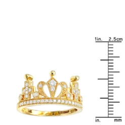 Luxurman Women's 14K Yellow Gold Queen Crown Ring With Diamonds 0.35ct 11 Luxurman Women's 14K Yellow Gold Queen Crown Ring With Diamonds 0.35ct -The King Of Accessories luxurman womens rings 14k gold queen crown ring with diamonds 0 35ct rulerye