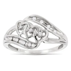 Moms 10K White Gold Heart Shaped Diamond Ring 0.10ct