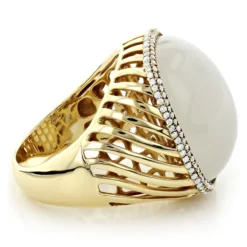 Moonstone 14K Yellow Gold Diamond White Moonstone Ring 17.2 -The King Of Accessories moonstone jewelry 14k diamond white moonstone ring 172 p 6086 boxye