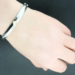 Mother Of Pearl 18K Sterling Silver Bangle Bracelet 1/4 In (7mm) -The King Of Accessories mother of pearl 18k sterling silver bangle bracelet p 43979bod