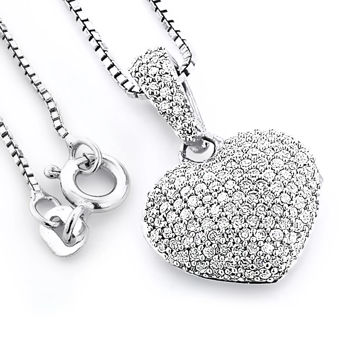 Pave Diamond Heart Pendant 0.48ct Sterling Silver 1 Pave Diamond Heart Pendant 0.48ct Sterling Silver
