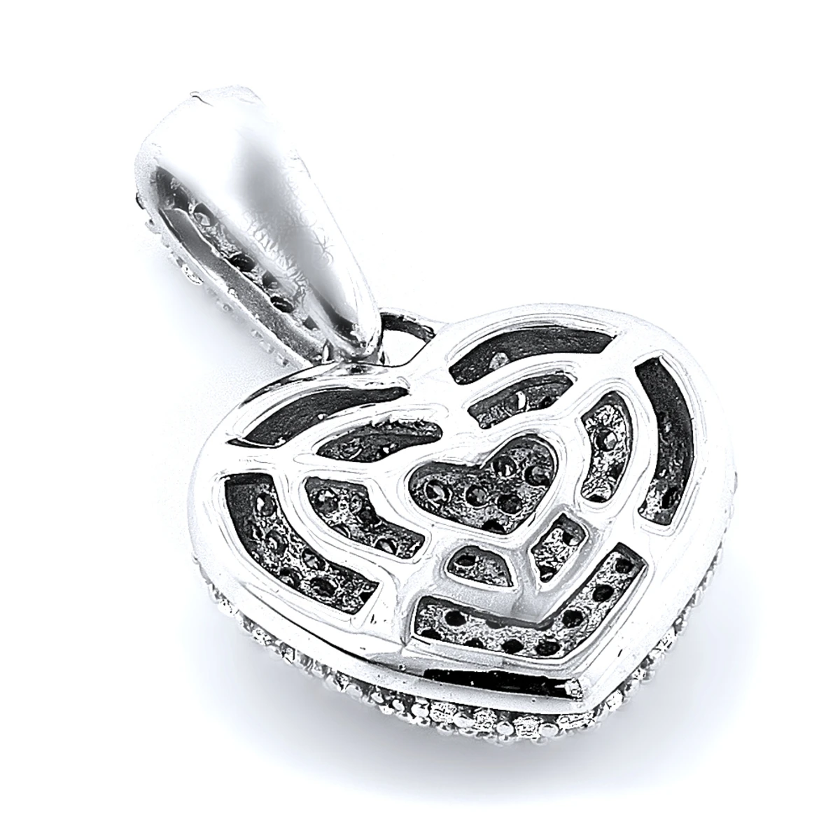 Pave Diamond Heart Pendant 0.48ct Sterling Silver 2 Pave Diamond Heart Pendant 0.48ct Sterling Silver - Image 2