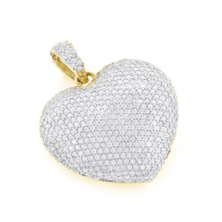 Pave Diamond Heart Pendant 14K Yellow Gold 2 Carats