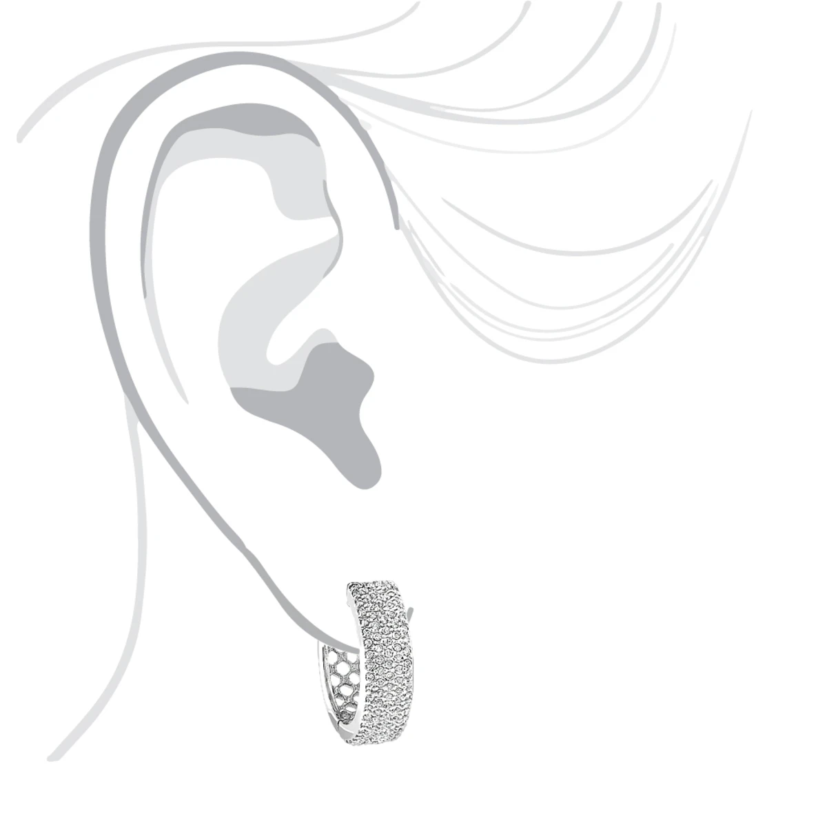 Pave Diamond Hoop Earrings 1.20ct 14K White Gold 6 Pave Diamond Hoop Earrings 1.20ct 14K White Gold - Image 6