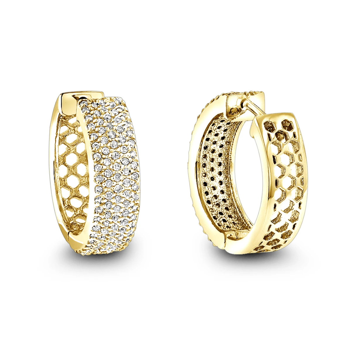 Pave Diamond Hoop Earrings 1.20ct 14K White Gold 2 Pave Diamond Hoop Earrings 1.20ct 14K White Gold - Image 2